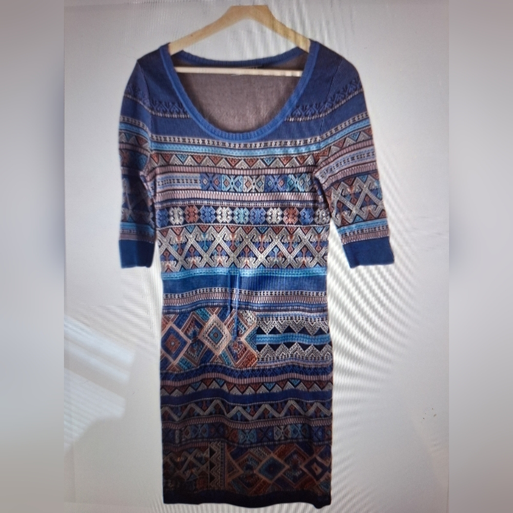 Peruvian Connection Moroccan Tile Jacquard Patterned Midi Dress wi - Picture 8 of 8